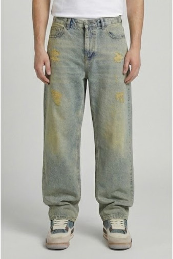 نمای پشت شلوار بگ مردانه با برش راحت و دوخت تمیز