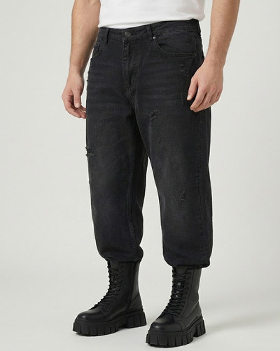 شلوار جین بگ مردانه مشکی سنگشور Genti Men نمای جلو