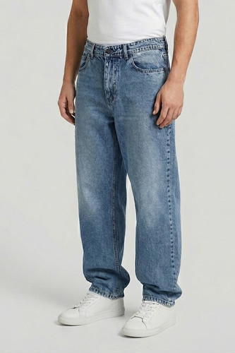 خرید شلوار بگ مردانه جین آبی سنگ شور با کیفیت