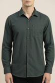 خرید پیراهن مردانه سبز تیره آستین بلند نخ پنبه GENTIMEN