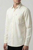 خرید پیراهن مردانه سفید شیری آستین بلند نخ پنبه GENTIMEN