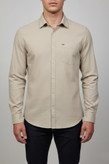 خرید پیراهن مردانه کرم آستین بلند نخ پنبه GENTIMEN