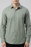 پیراهن مردانه سبز آستین بلند نخ پنبه GENTIMEN