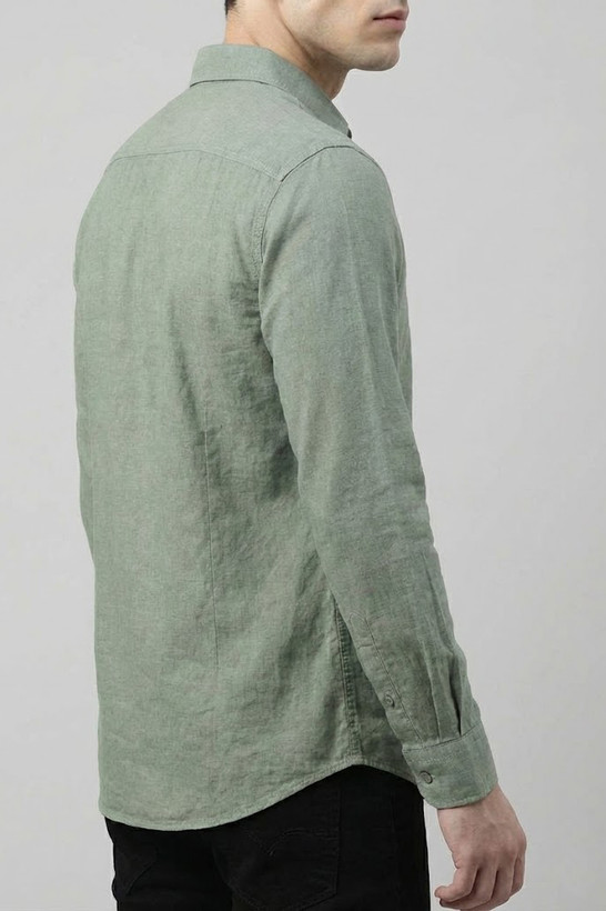 خرید پیراهن مردانه سبز آستین بلند نخ پنبهGENTIMEN