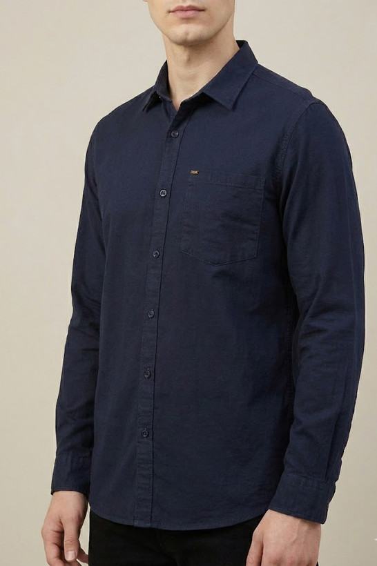 خرید پیراهن مردانه سورمه ای آستین بلند نخ پنبه GENTIMEN