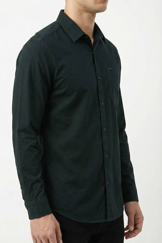 خرید پیراهن مردانه مشکی آستین بلند نخ پنبه GENTIMEN