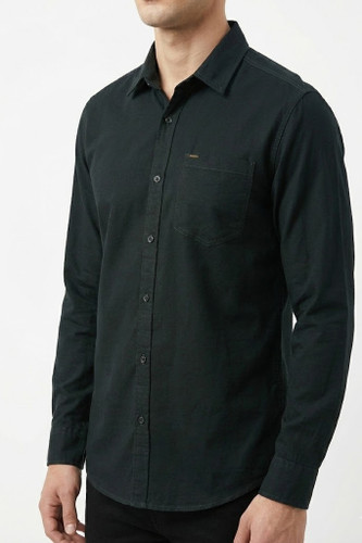 پیراهن مردانه مشکی آستین بلند نخ پنبه GENTIMEN