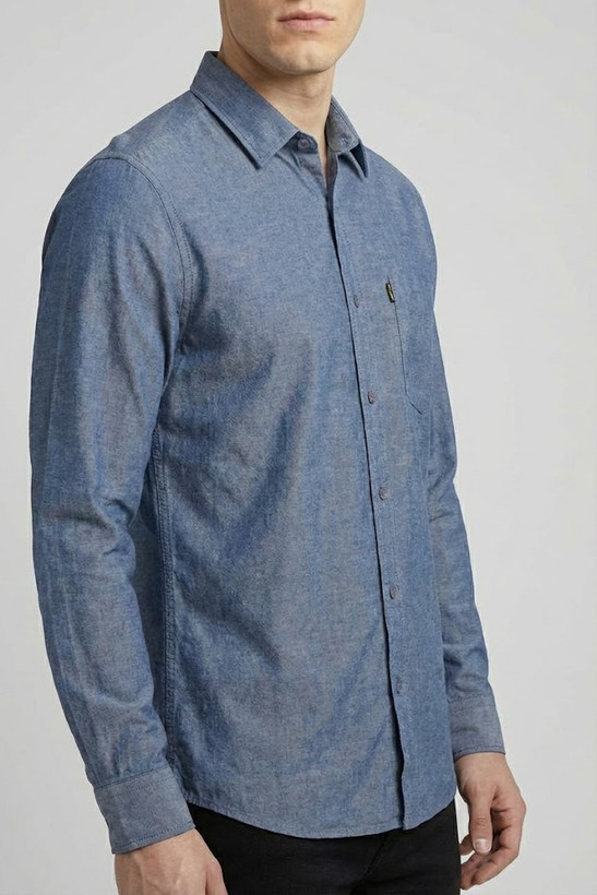 پیراهن مردانه آبی سنگشور آستین بلند نخ پنبه GENTIMEN