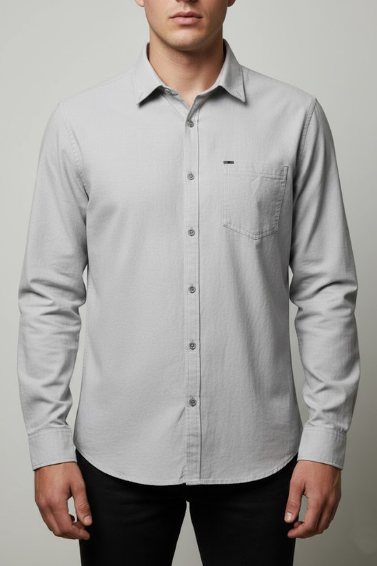 خرید پیراهن مردانه طوسی آستین بلند نخ پنبه GENTIMEN