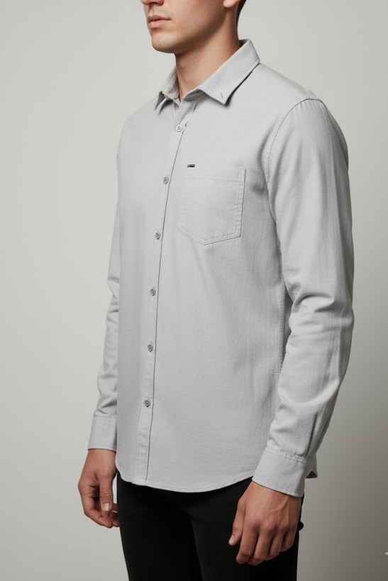 پیراهن مردانه طوسی آستین بلند نخ پنبه GENTIMEN