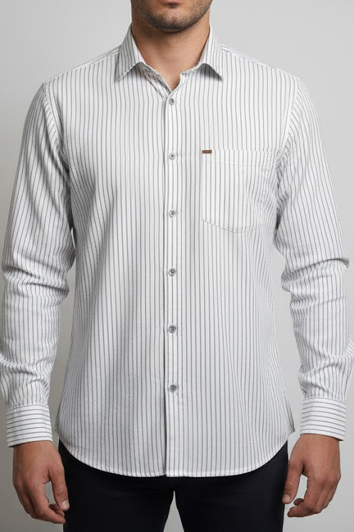 پیراهن مردانه راه راه آستین بلند نخ پنبهGENTIMEN