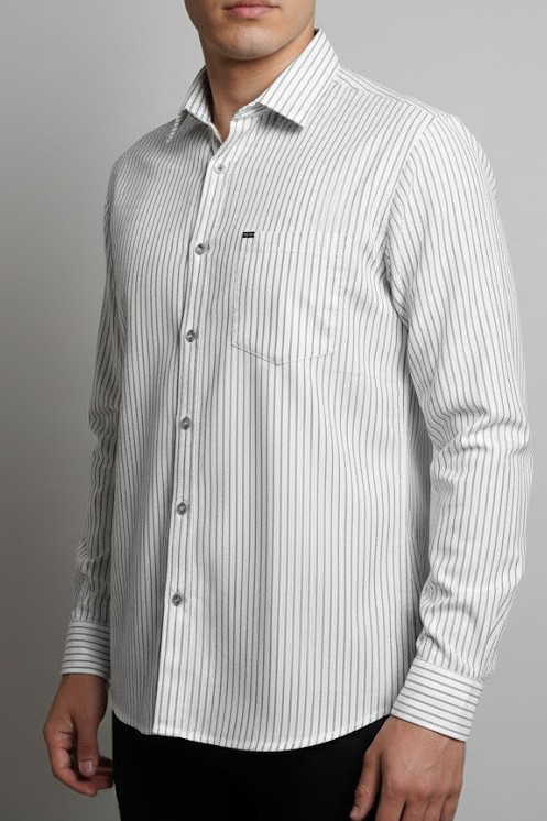 پیراهن مردانه راه راه آستین بلند نخ پنبهGENTIMEN