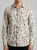 پیراهن کنفی مردانه آستین بلند طرحدار کرم موکا 801