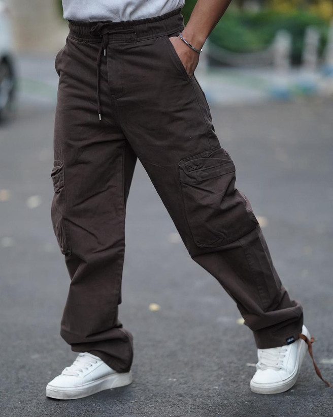 خرید شلوار کارگو قهوه ای موکا بگ دمپا استوپر سنگشورGENTIMEN