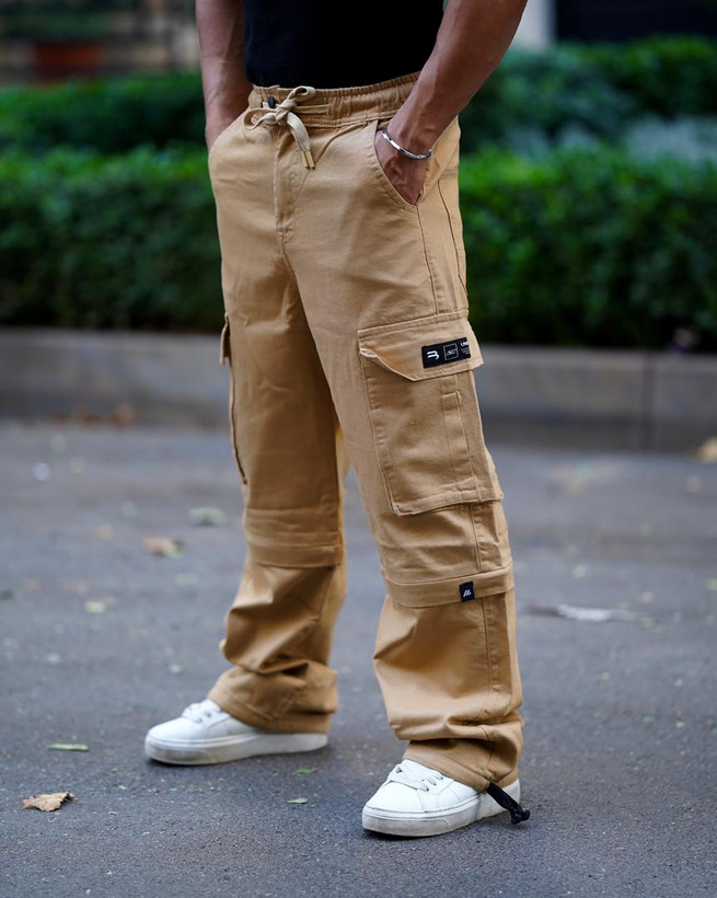 خرید شلوار بگ کارگو کرم شلوارک شو دمپا استوپر خام شور شلوار بگ کارگو شلوارک شو دمپا استوپر خام شورGENTIMEN