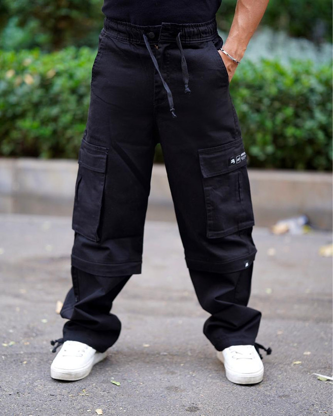 خرید شلوار بگ کارگو مشکی شلوارک شو دمپا استوپر خام شورGENTIMEN