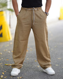 شلوار لینن مردانه برش بگ با کیفیت بالا رنگبندی شتری ZARA