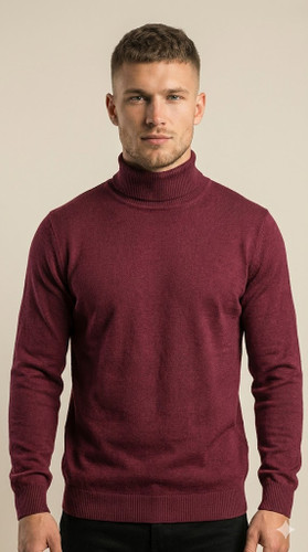 بافت یقه اسکی مردانه زرشکی GENTIMEN