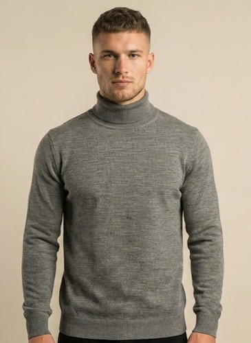 بافت یقه اسکی مردانه طوسی GENTIMEN