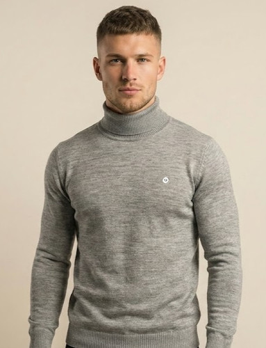 بافت یقه اسکی مردانه طوسی روشن GEMTIMEN