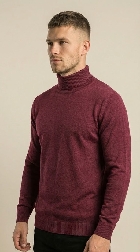 خرید بافت یقه اسکی مردانه زرشکی GENTIMEN