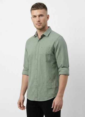 خرید پیراهن مردانه سبز آستین بلند نخ پنبهGENTIMEN