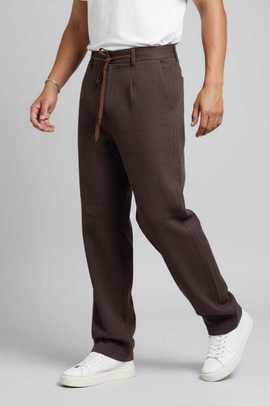 شلوار کنفی رنگ موکا با فیت نیم بگGENTIMEN