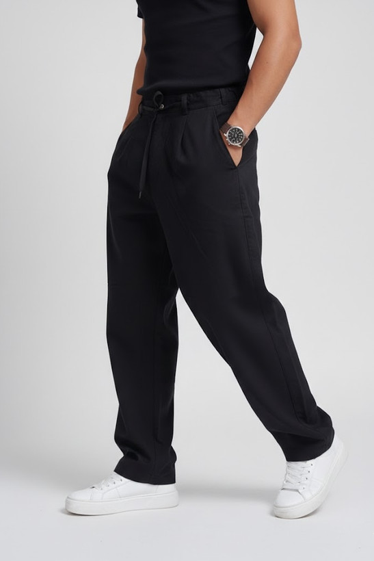 شلوار کنفی مردانه مشکی گرم دار نیم بگ پارچه وارداتی GENTIMEN