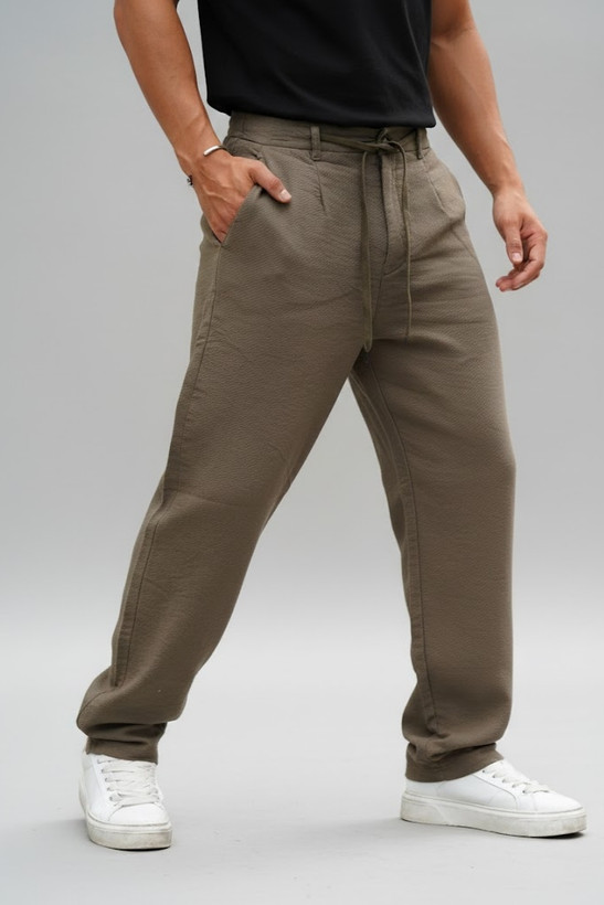 شلوار کنفی مردانه مشکی گرم دار نیم بگ پارچه وارداتیGENTIMEN