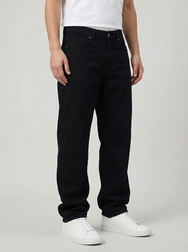 خرید شلوار بگ مردانه جین مشکی خام شور با کیفیت بالا GENTIMEN