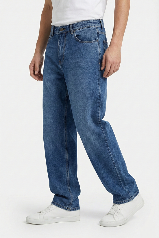 خرید شلوار بگ مردانه آبی سنگ شور با کیفیت بالا GENTIMEN