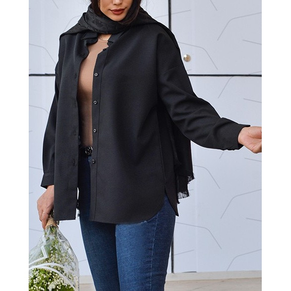 شومیز بیسیک زنانه رنگ مشکی کد(7159)