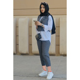 ست سه تیکه زنانه شومیز و ژیله و شلوار طوسی کابردی و شیک مدل 7120